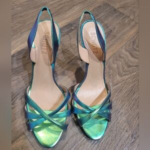 Schutz Women's Blue and Green Strappy Heels
